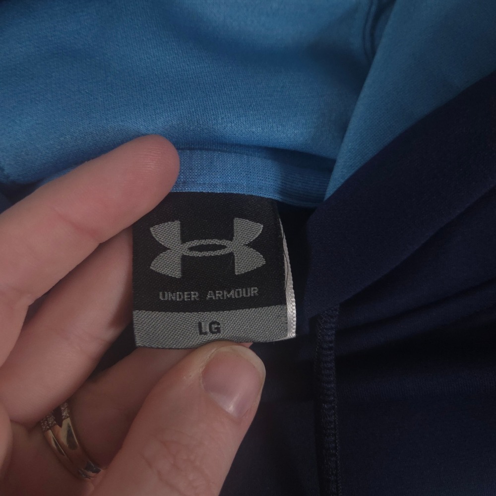 LOT OF 2 Under Armour Hoodie Men Large Navy Gray Hustler Fleece Quarter Zip Logo - Picture 3 of 14